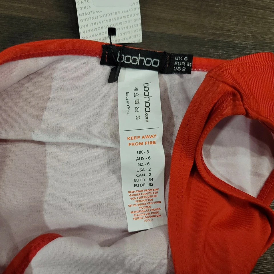 Boohoo Beach Womens Brazilian Bikini Bottoms Petite Cheeky Bum Brief Red 2 - Image 3 of 4
