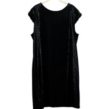 Chicos Womens Sleeveless Black Dress Size 12 Cap Sleeves Lace Trim Back Zipper