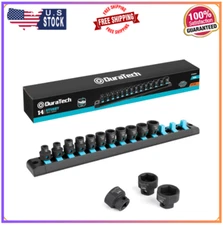 DURATECH 3/8" Drive Stubby Impact Socket Set, 14-Piece, Metric, 6-19Mm, Cr-Mo St