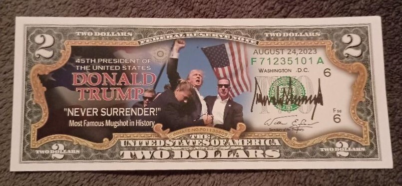 2024 president Donald Trump $2 dollar bill novelty