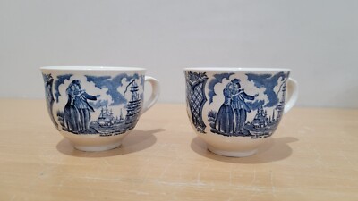 Set of 2 Sailor's Farewell Excelsior New York State Seal Tea Cups, England