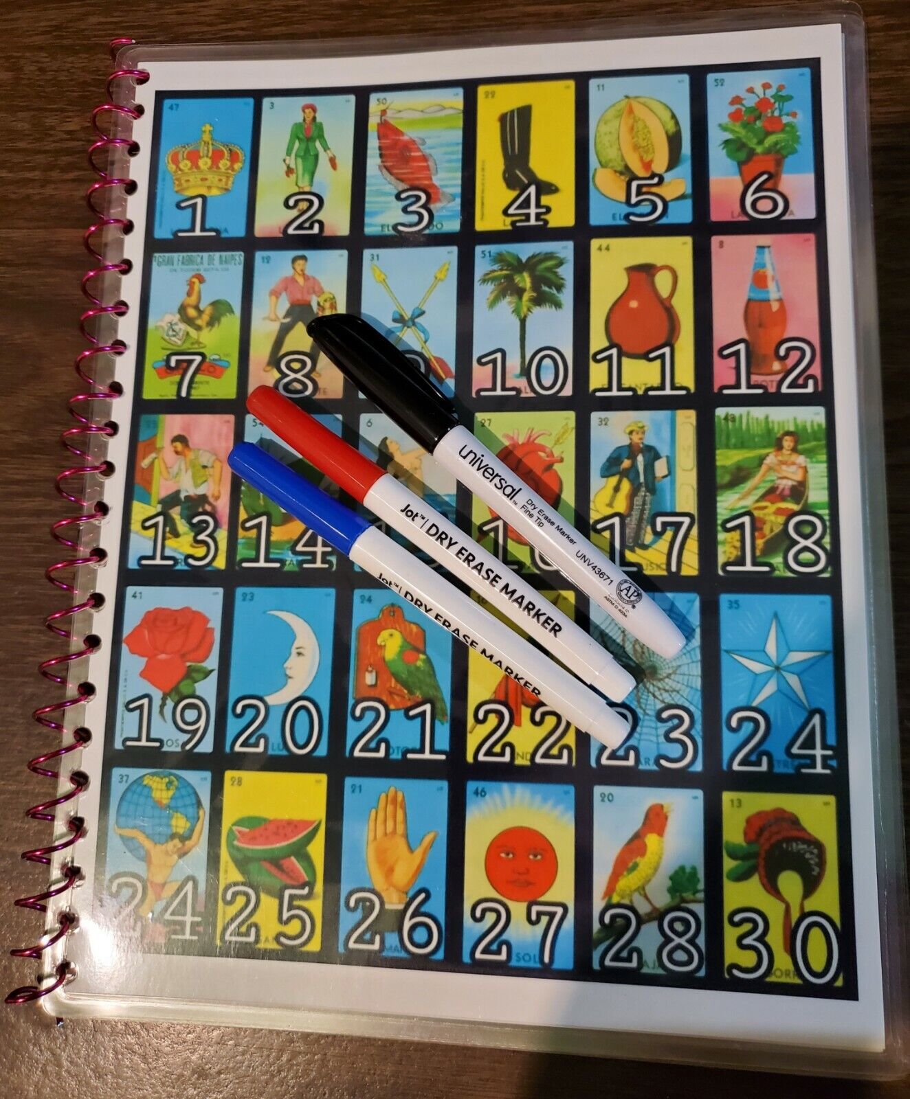 LOTERIA Game Raffle Sheets Laminated Notebook Numbers Name BINGO