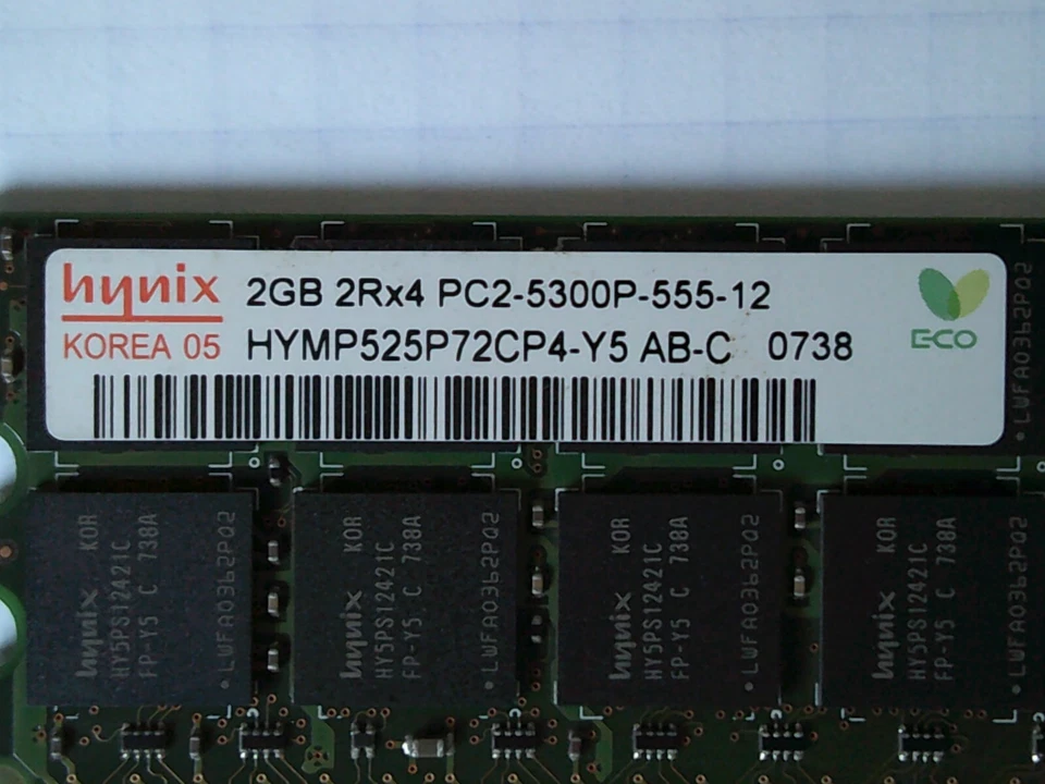 IBM 20GB 10 X 2GB 41Y2764 2RX4 PC2-5300P DDR2-667MHz HYNIX HYMP525P72CP4-Y5 - Image 4 of 4