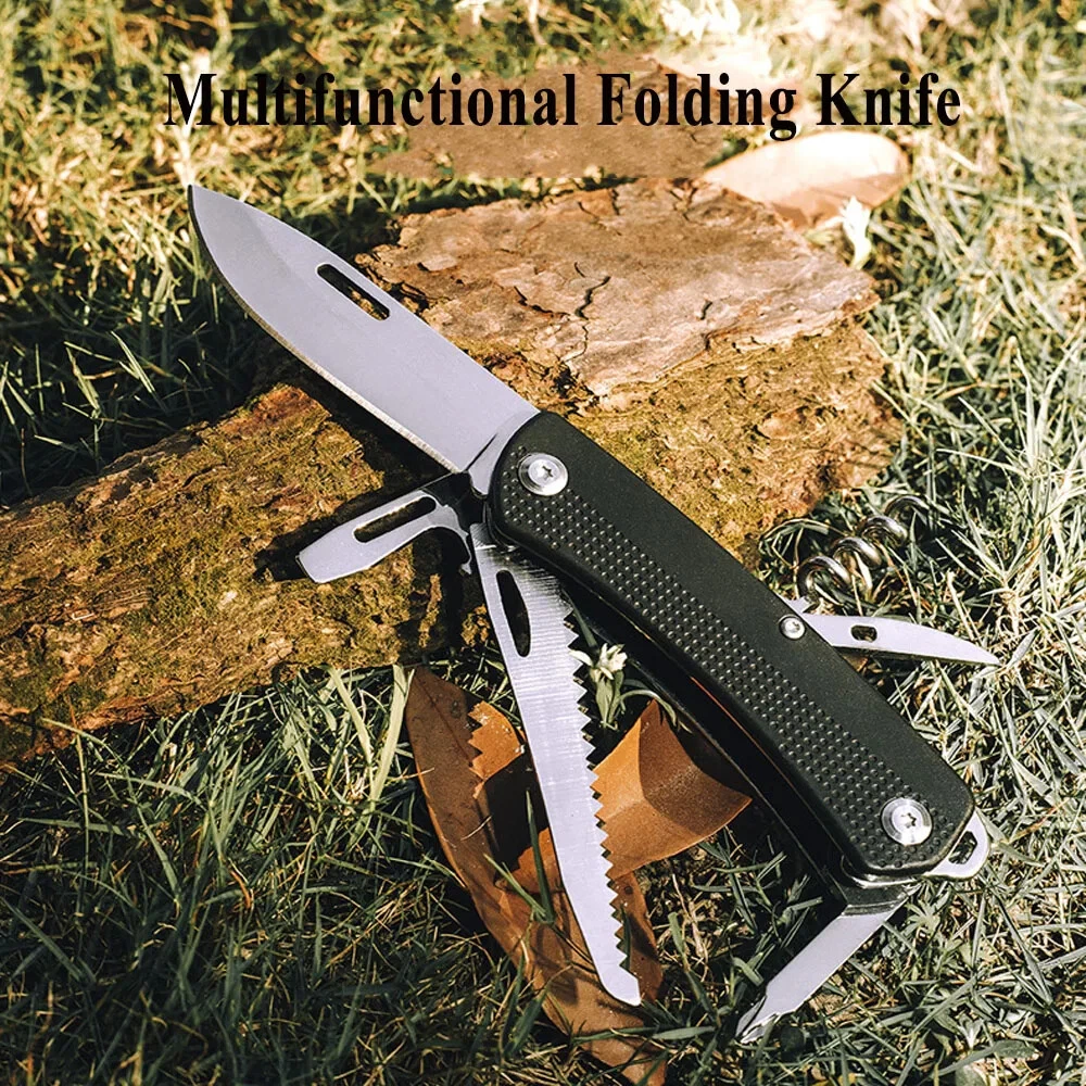 Stainless Steel Multi-Tool Folding Jack Knife for Hunting Camp Survival Tactical Saw