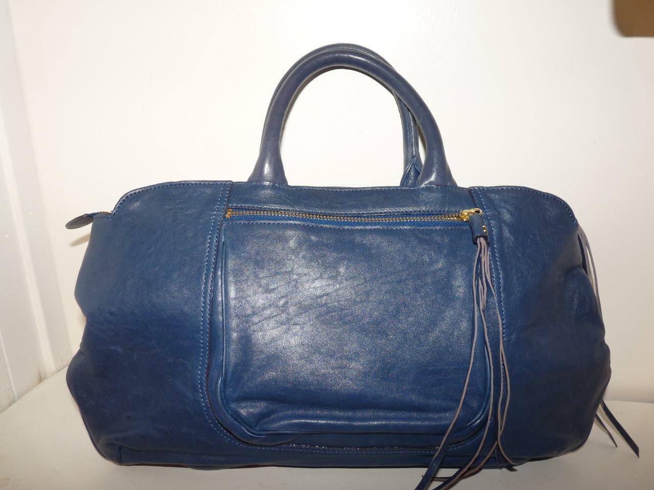 Tre Vero Beautiful Blue Leather 2 Way Carry Purse - image 3