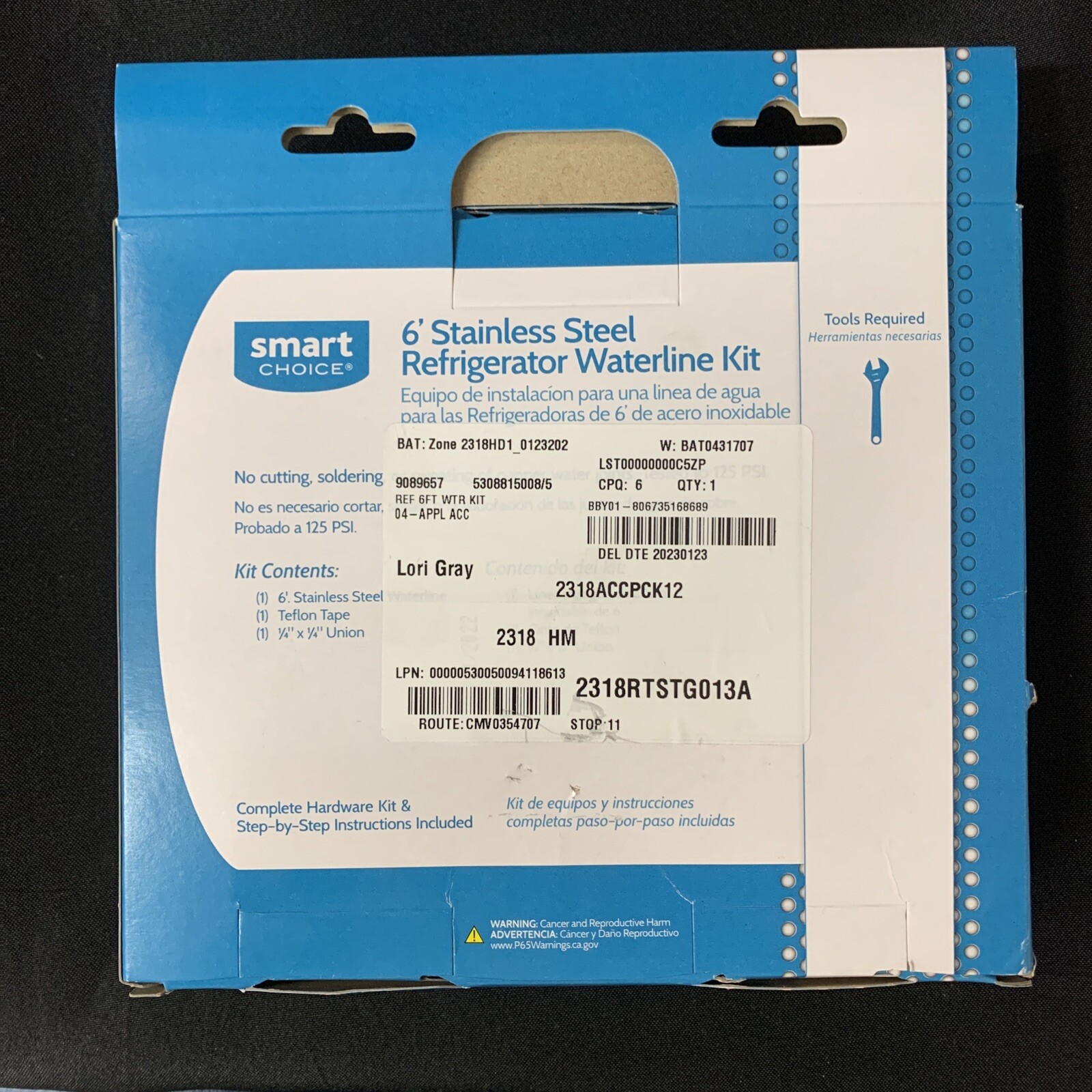 Smart Choice 6' Refrigerator Water Line Kit Stainless Steel