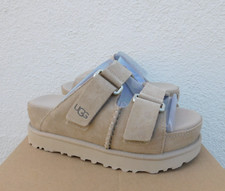 UGG SAND SUEDE GOLDENSTAR HI PLATFORM SLIDE SANDALS, WOMEN US 7.5/ EUR 38.5 NEW
