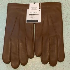 NWT COACH 54182 MEN'S BASIC NAPPA LEATHER TECH TOUCH SCREEN GLOVES Dark Saddle L