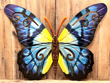 Butterfly Blue And Yellow Metal Wall Decor 17" x 13"