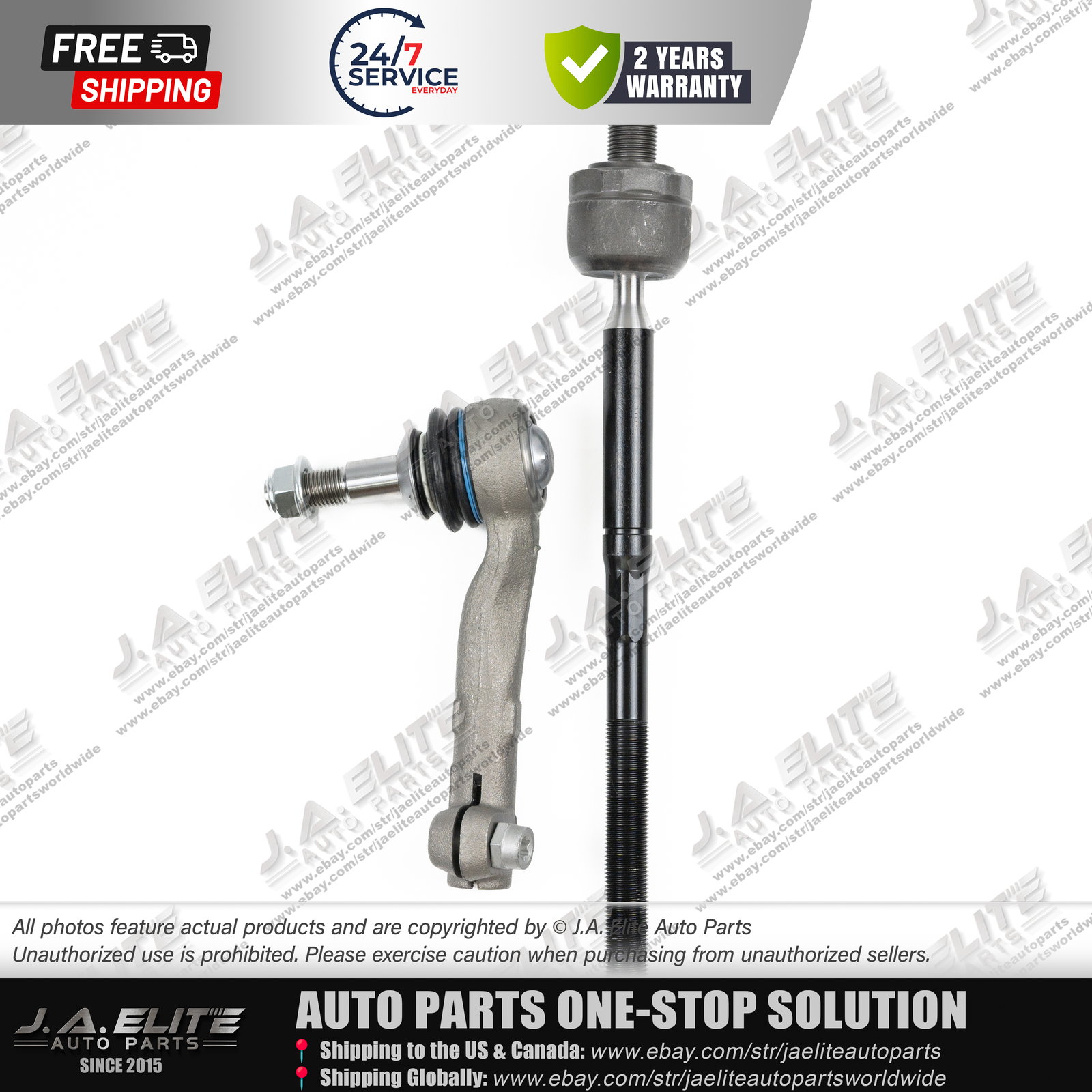 2pcs Left Inner & Outer Tie Rod Ball Joint fit Rolls-Royce Cullinan