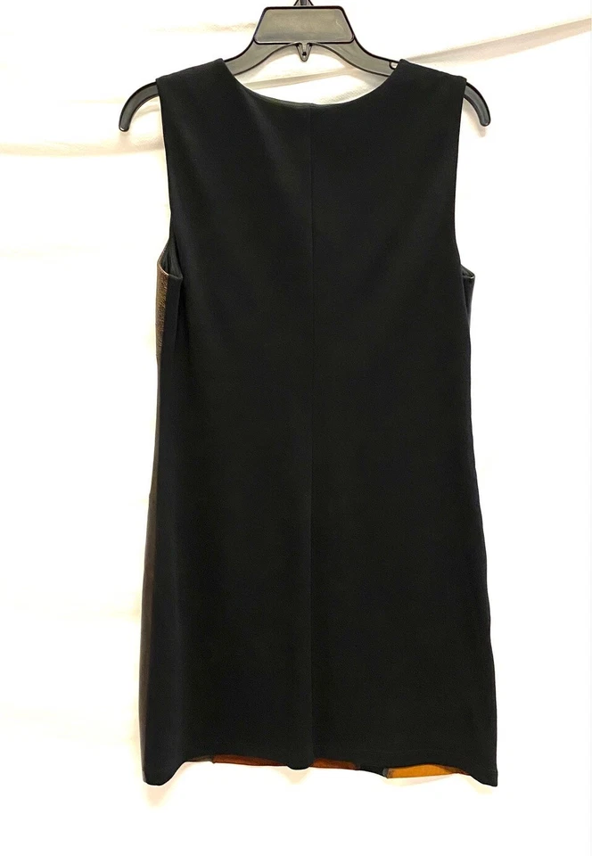 BAILEY 44 Brown Black Leather Patchwork Quilted Knit Back Western Dress M = 8/10 - Image 2 of 4