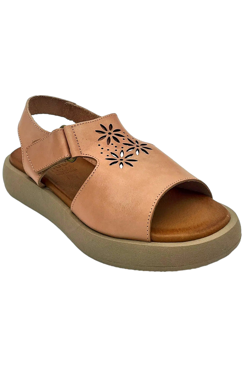 Hee Leather Perforated Sandals-Vaquetilla Nude