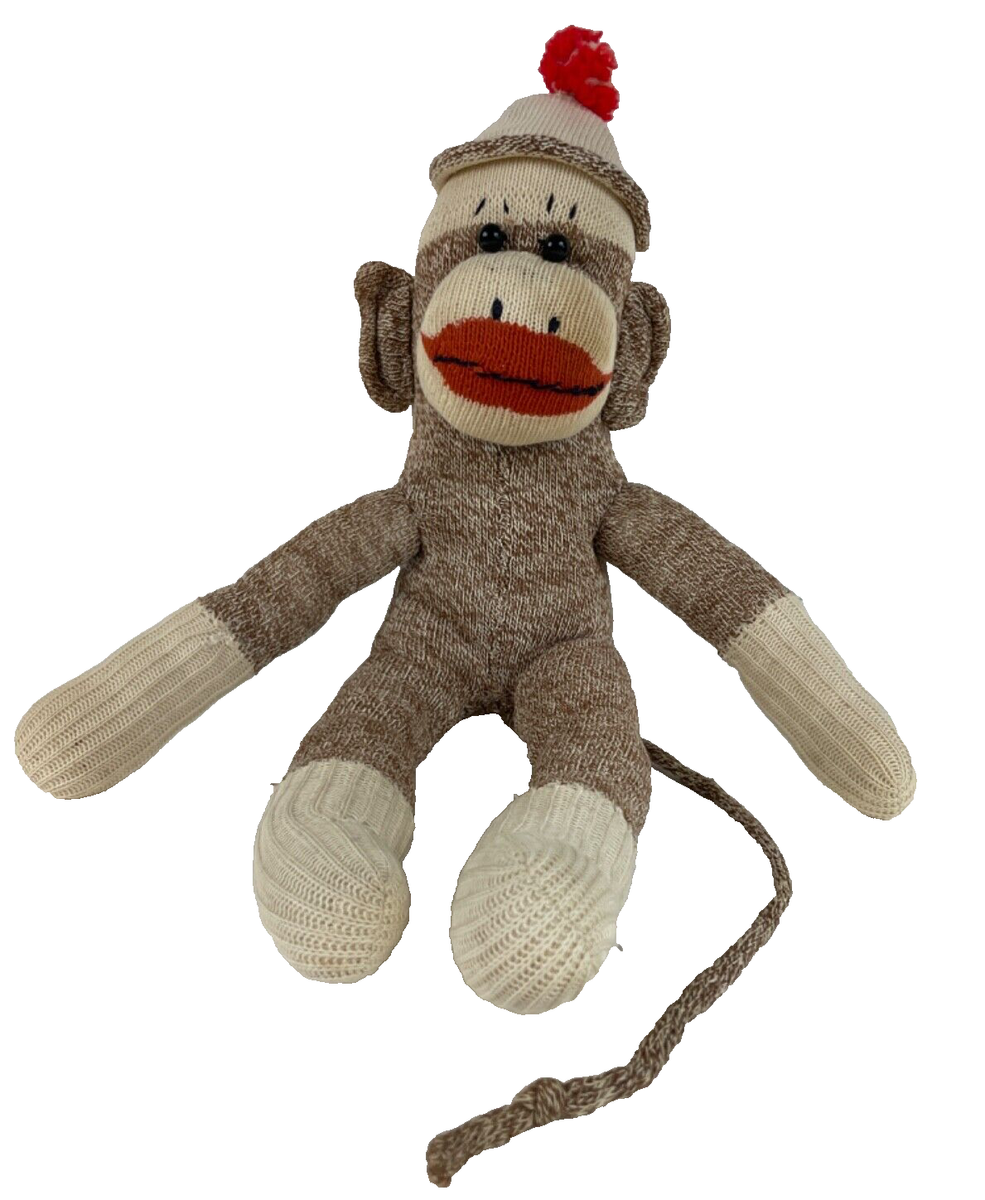 Vintage Sock Monkey Plush Doll with Hat