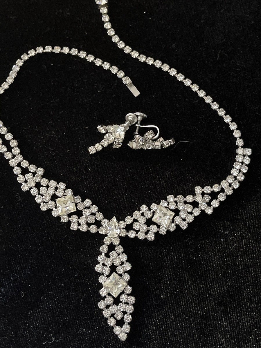 Elegant Vintage 1940's Crystal Rhinestone Silver tone Elegant Vintage 1940's Crystal Rhinestone Silver tone