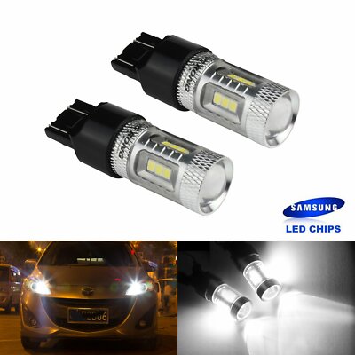 Ampoules LED T20 W21W - Blanc Xénon 6000K - Pour Feux De Jour/veilleuses Voiture - Paire De 2 - Neuf Sous Emballage