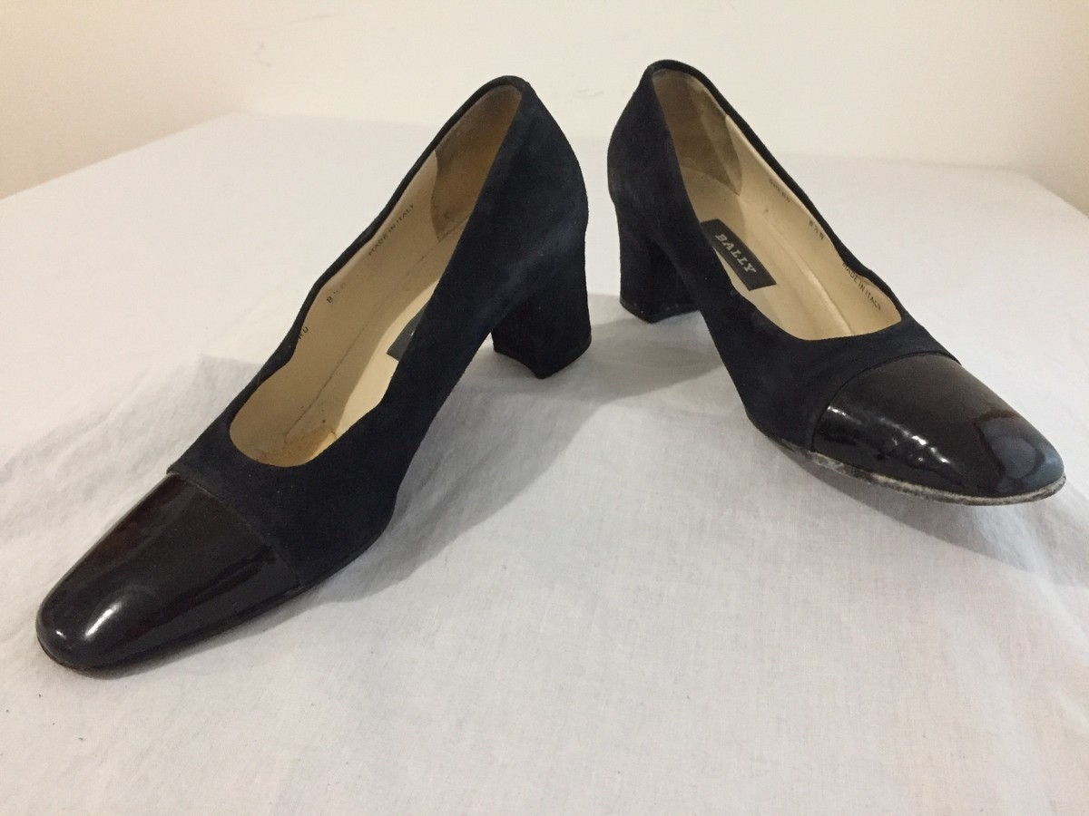 美品✨BALLY Patent Leather High Heel Pumps Bally High Heel Pumps Blue Suede Patent Leather Women Size