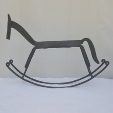 Wrought Iron Metal Rocking Horse Primitive Folk Art Handcrafted Farmhouse Decor