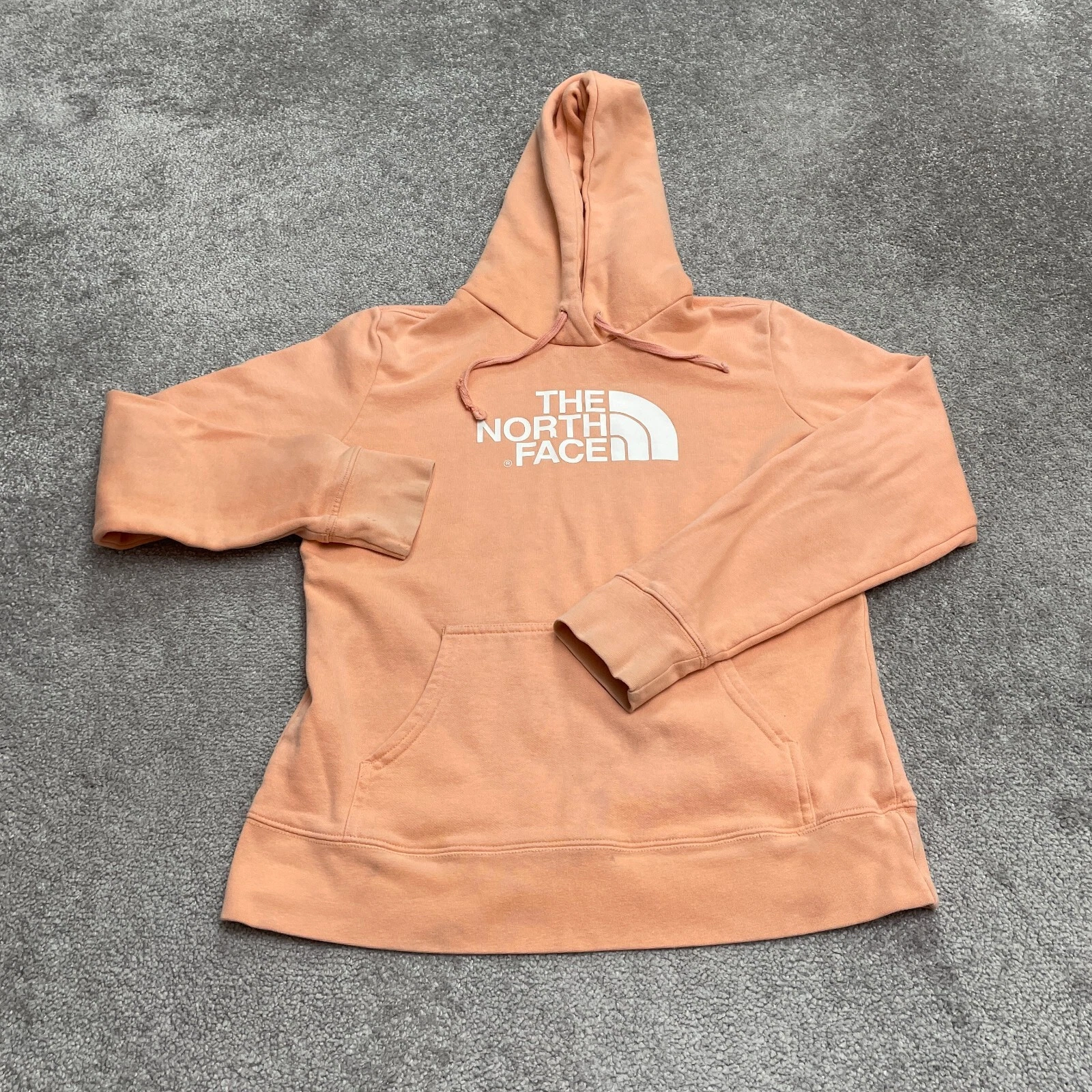 The North Face Graphic Hoodie Pullover Sweatshirt Womens Medium Orange Casual