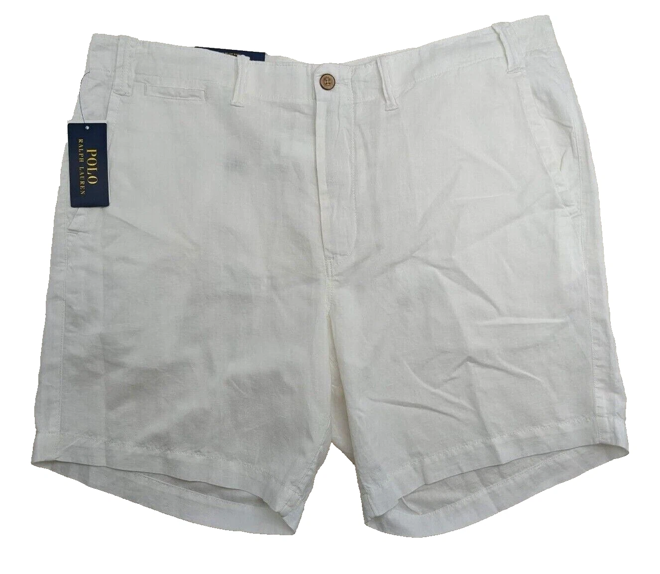 Polo Ralph Lauren Shorts Mens 38W 8" Nautical ⚓ White Linen Blend Straight