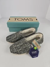 Toms Alpargata Cement Chunky Cable Knit Faux Fur Women Size 5 New In Box w/ Tags