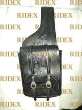 Genuine Black Leather Western Trail Tooling Carving Horse Saddle Bag.