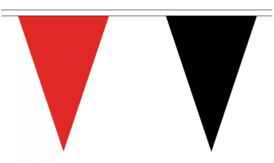 Rot & Schwarz 5M Dreieck Flagge Wimpelkette - 12 Flaggen - Dreieckig 