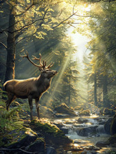 DIY 5D Diamond Art Kits for Adults, Deer Diamond Painting Kits for Beginner, Elk