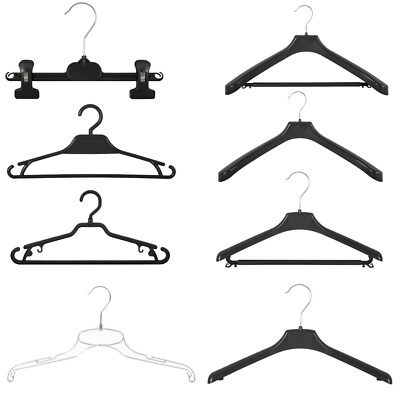 8er Set Kleiderbügel Schwarz - Jackenbügel Kunststoff 45cm Mit Festem Haken