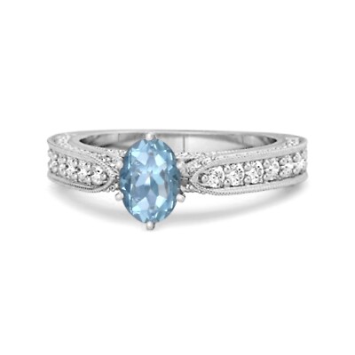8x6 MM Oval Swiss Blue Topaz Solitaire Women Engagement Ring 925 Sterling Silver