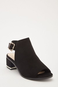 black sandals with gold trim