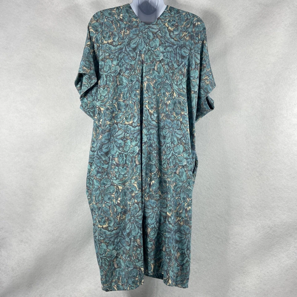 Vestido para mujer Peruvian Connection XS/S turquesa cambio floral de gran tamaño Foto 3 de 4