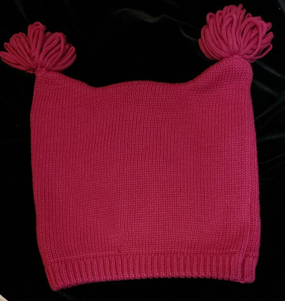 GYMBOREE 刺绣针织冬季小狗帽子流苏 12-24 Mo 粉色棕褐色波点 — 第 4/4 张图片