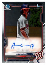 Armando Cruz 2021 Bowman Chrome 1st Year Prospect Autograph Auto Nationals