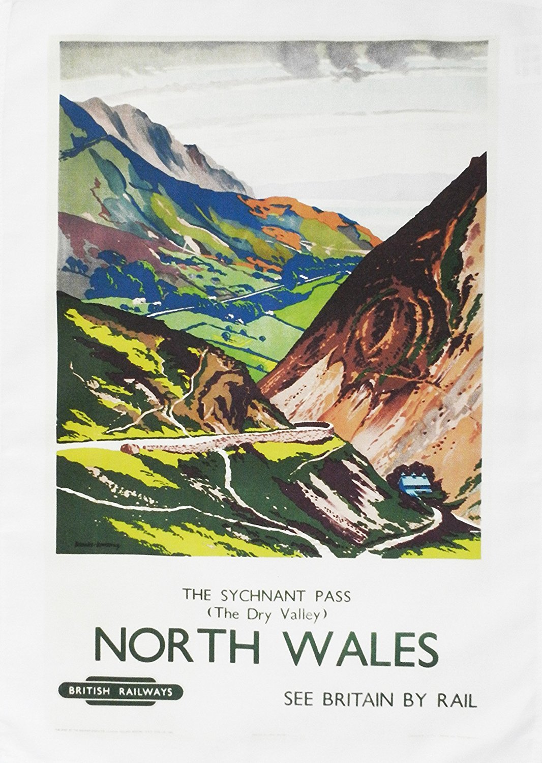 Cotton Tea Towel North Wales, The Sychnant Pass- Retro Style Travel