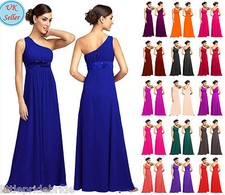 One shoulder Full Length Chiffon Party Evening Wedding Bridesmaid Dress JS03