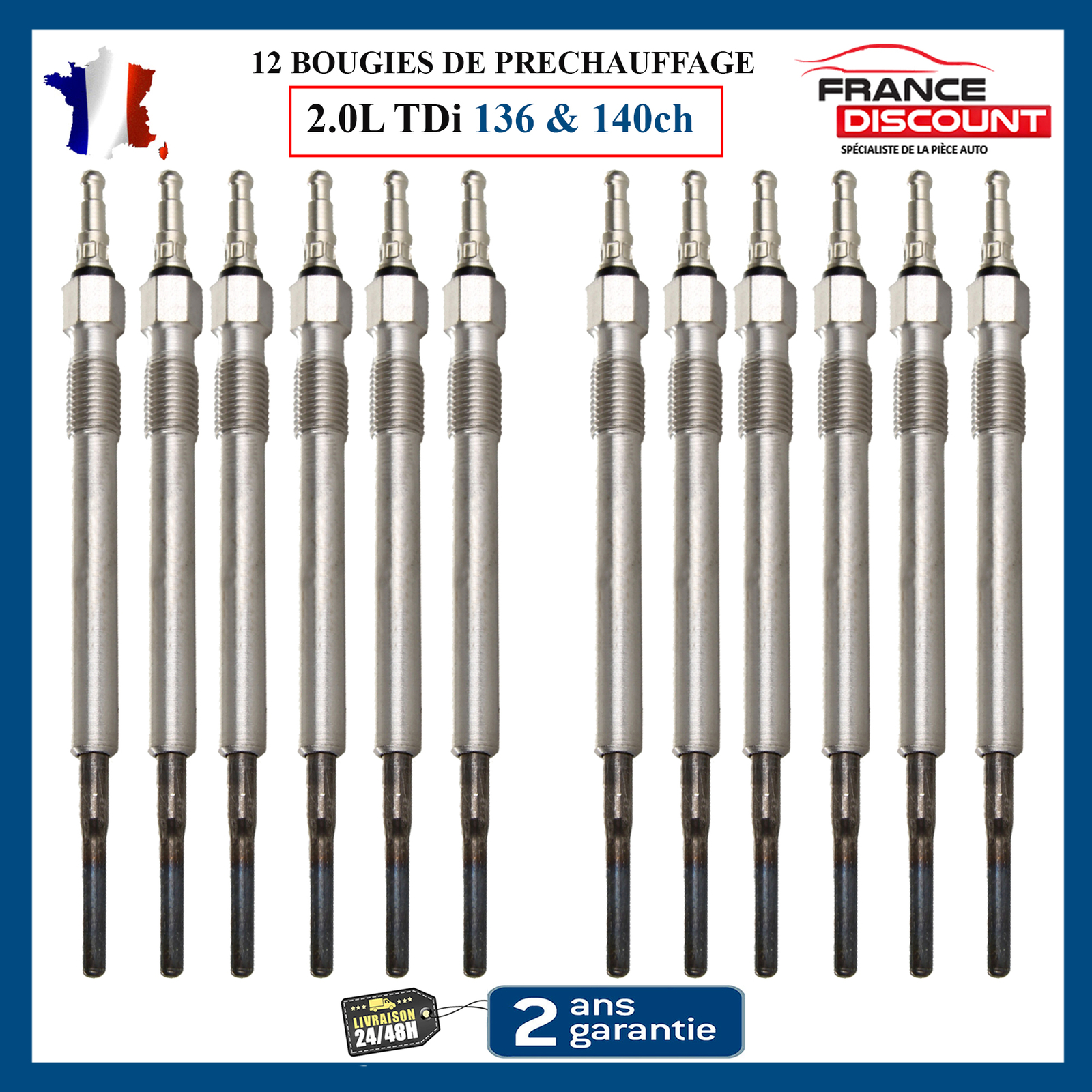 12 Bougies de préchauffage GE101 pour moteur diesel