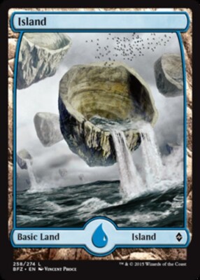 Island (258) - Foil - Full Art NM, English MTG Battle for Zendikar