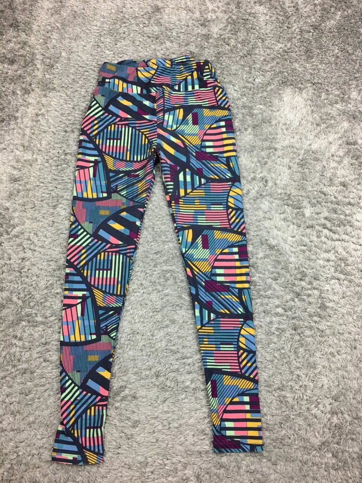 Leggings Lularoe para mujer talla única azul diseño abstracto ajustados elásticos Foto 3 de 4