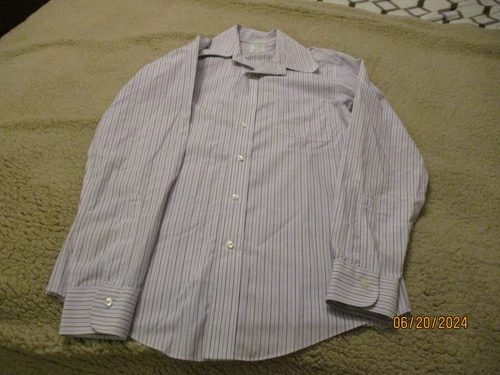 Brooks Brothers Shirt Mens Small 14.5 Blue Striped Milano Long sleeve Button Up