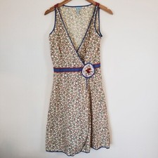 Anthropologie Aquarius Retro Graphic Print Sleeveless Wrap Dress