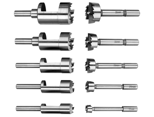 Set 10 Tlg. Zapfenschneider Forstnerbohrer Astlochbohrer Scharnierlochbohrer-image