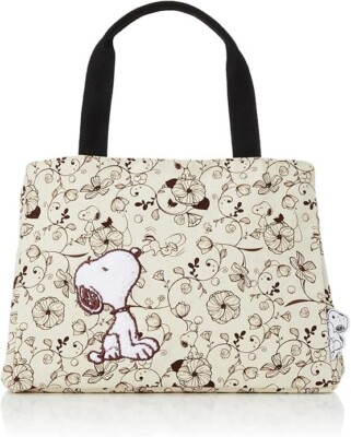 Snoopy Side Button Mini Tote Bag HAP6040 PN30 Flower Beige