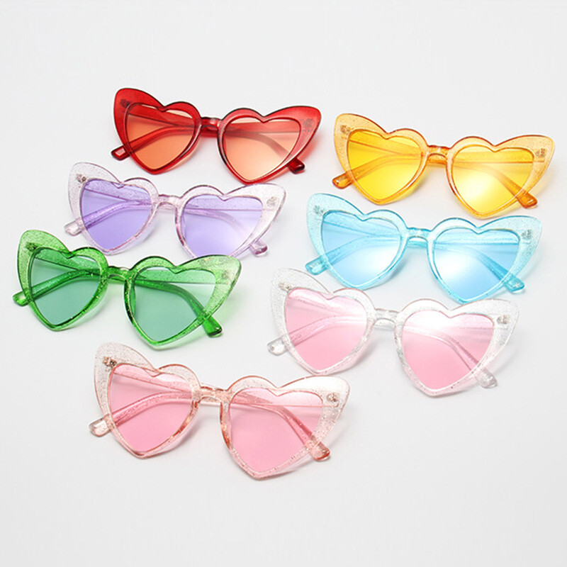 Glitter Heart Shaped Sunglasses for Women with UV400 Gradient Lenses-image