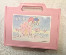 Vintage Sanrio 1976 1989 Little Twin Stars Pink 9 x 7" Pencil Box Case