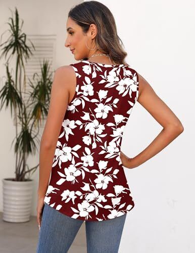 Women's Tank Tops Crew Neck Sleeveless Tops Floral Solid Summer Medium Sf86 - Picture 5 of 5