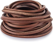 TeeLiy 3MM Flat Genuine Leather Cord - Natural Veg Tan Light Brown 