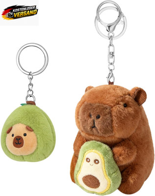 Capybara Avocado Schlüsselanhänger Plüsch, 2 Stück Capibara Taschenanhänger Capy
