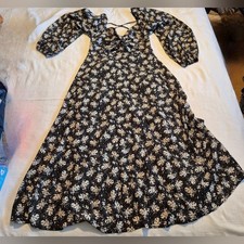 Lulu's women's size XL long bubble sleeve strap back maxi length lined dress