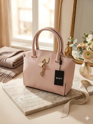 DKNY Elissa Top-Zip Satchel, Ft Pebbled Leather, Double Handles & Padlock Charm