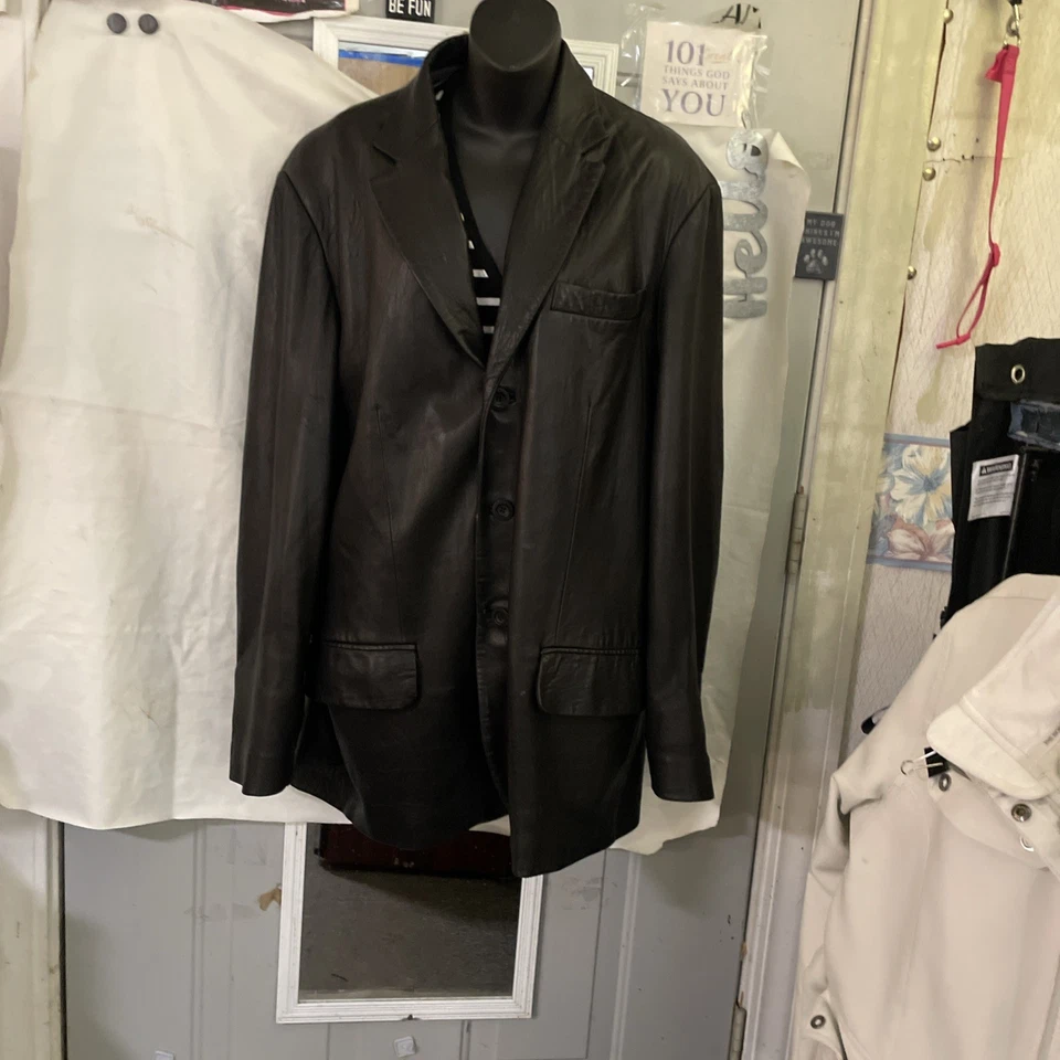 Chaqueta Abrigo Deportivo Kenneth Cole New York Cuero Negro Talla XL Suave Muerte Foto 3 de 4